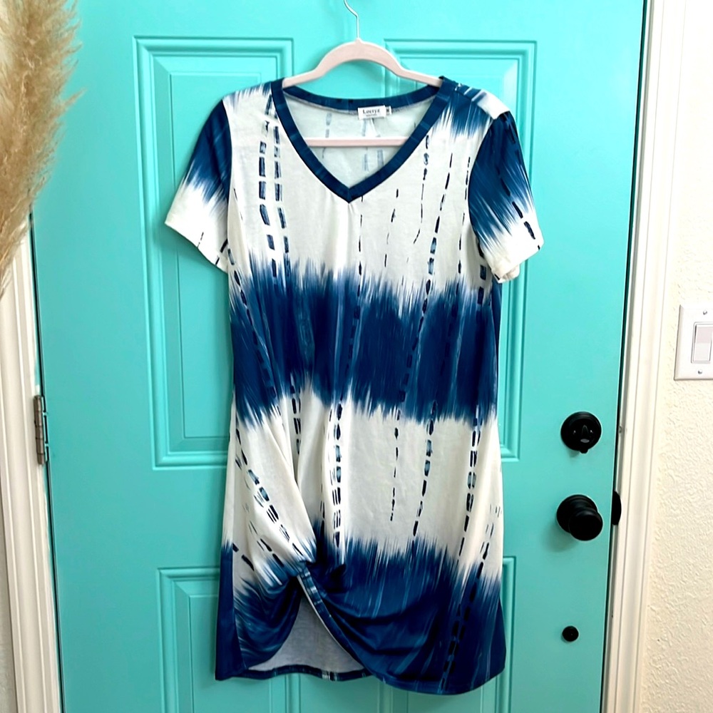 Casual Summer Dress Blue Short Medium